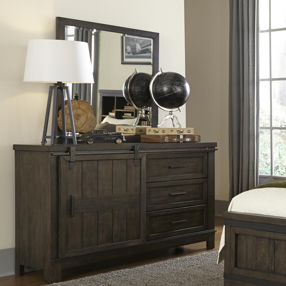 Thornwood Hills Mirror in Rock Beaten Brown w/ Saw Cuts. Picture 4