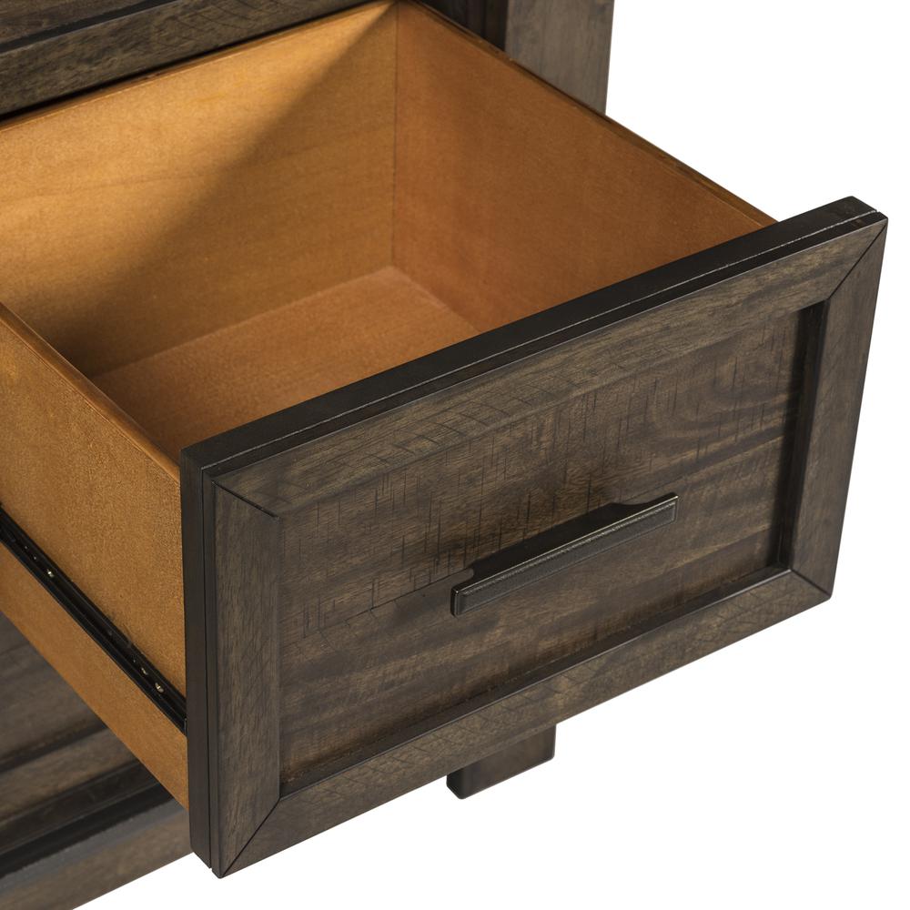 Thornwood Hills Dresser & Mirror in Rock Beaten Brown w/ Saw Cuts. Picture 6