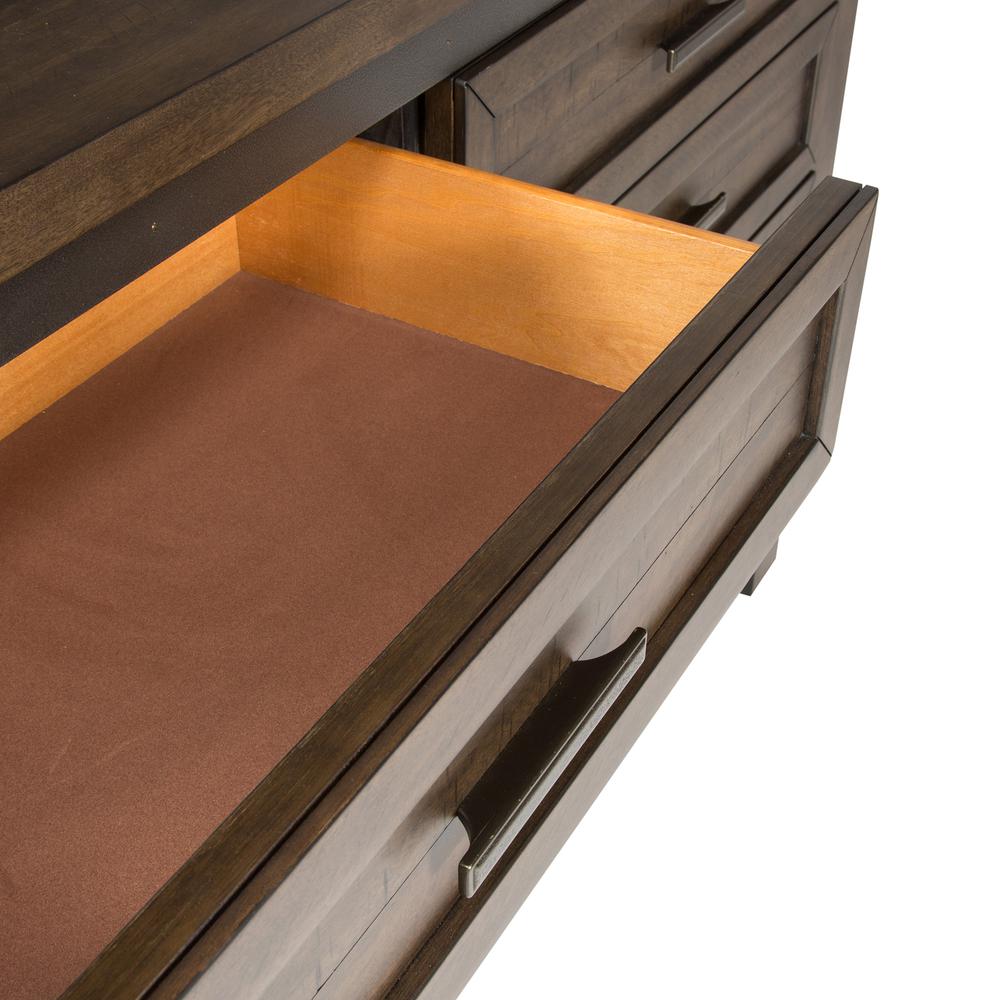 Thornwood Hills Dresser & Mirror in Rock Beaten Brown w/ Saw Cuts. Picture 7