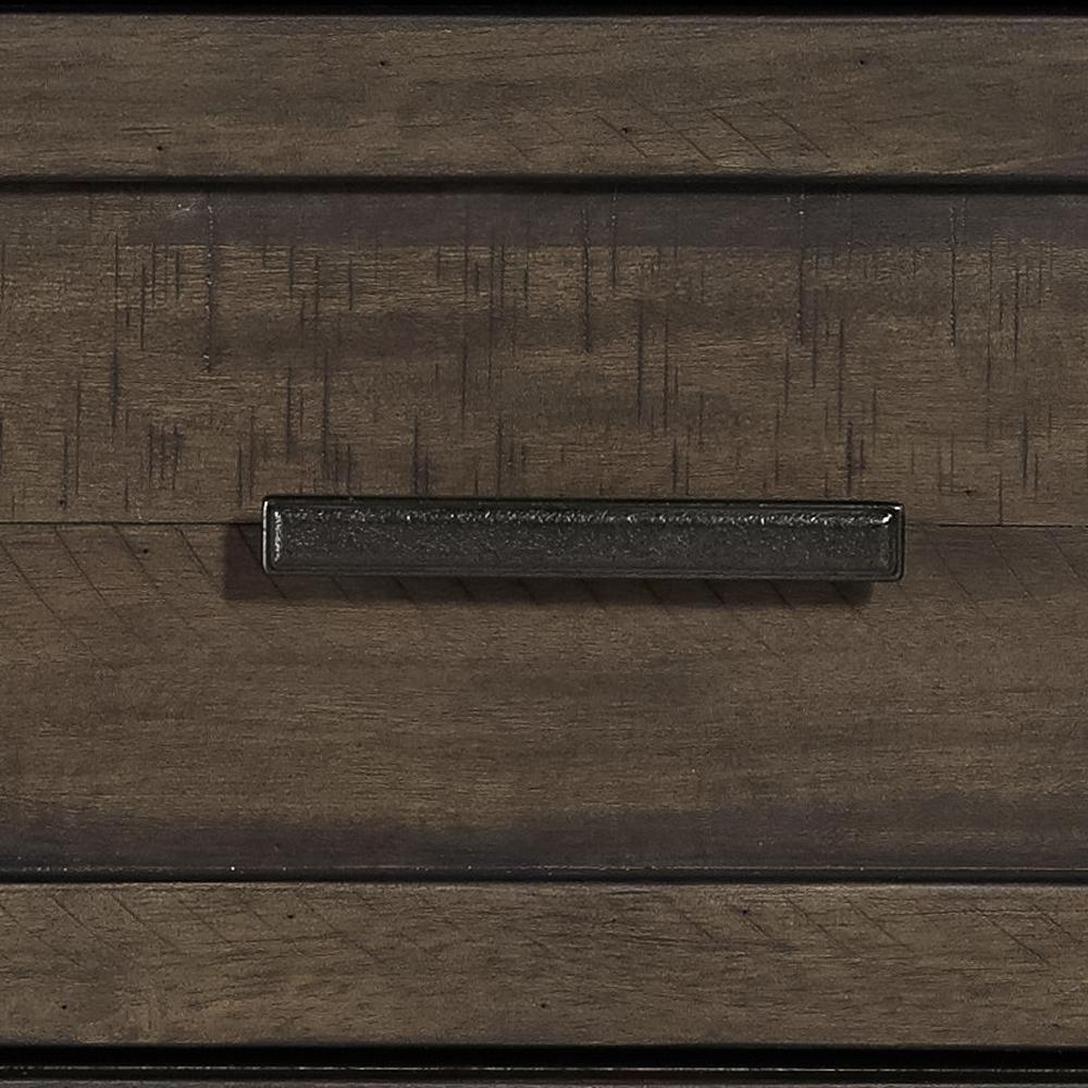 Thornwood Hills Dresser & Mirror in Rock Beaten Brown w/ Saw Cuts. Picture 9