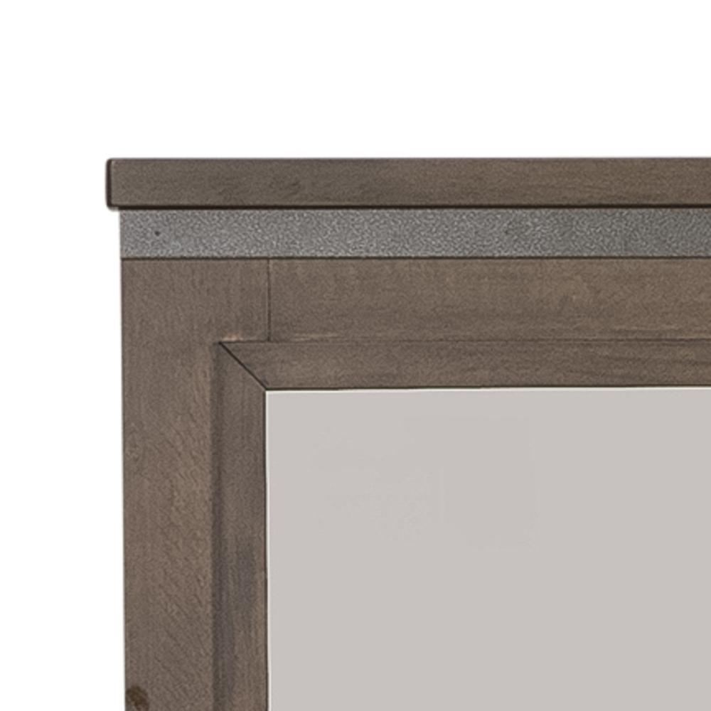 Thornwood Hills Dresser & Mirror in Rock Beaten Brown w/ Saw Cuts. Picture 13