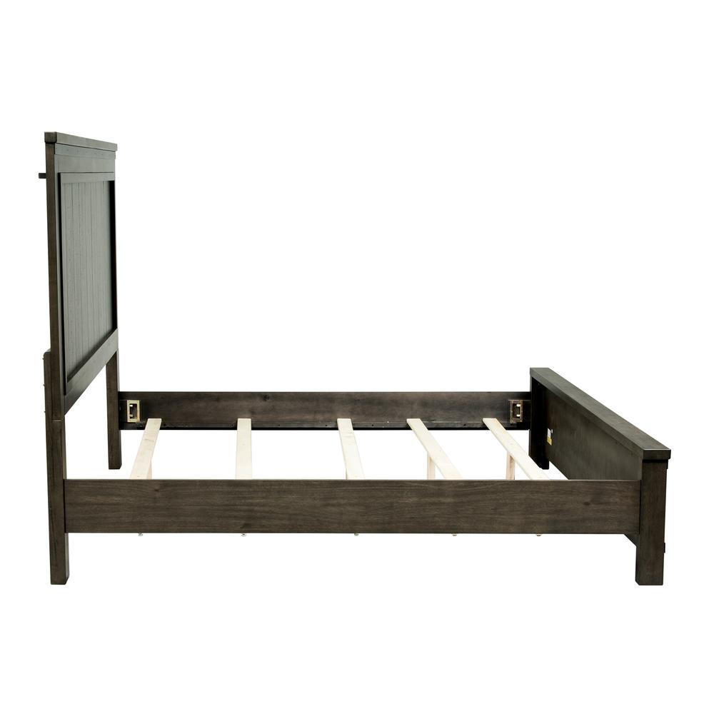 Thornwood Hills King Panel Bed in Rock Beaten Brown w/ Saw Cuts. Picture 3