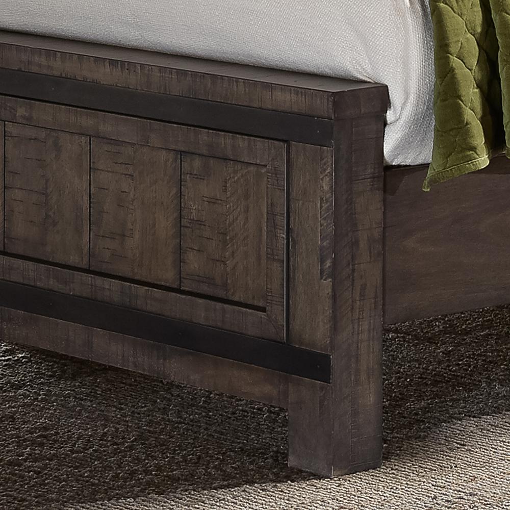 Thornwood Hills King Panel Bed in Rock Beaten Brown w/ Saw Cuts. Picture 4