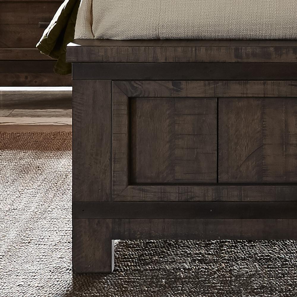 Thornwood Hills King Panel Bed in Rock Beaten Brown w/ Saw Cuts. Picture 5