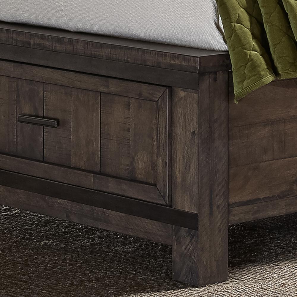 Thornwood Hills Queen Storage Bed in Rock Beaten Brown w/ Saw Cuts. Picture 5