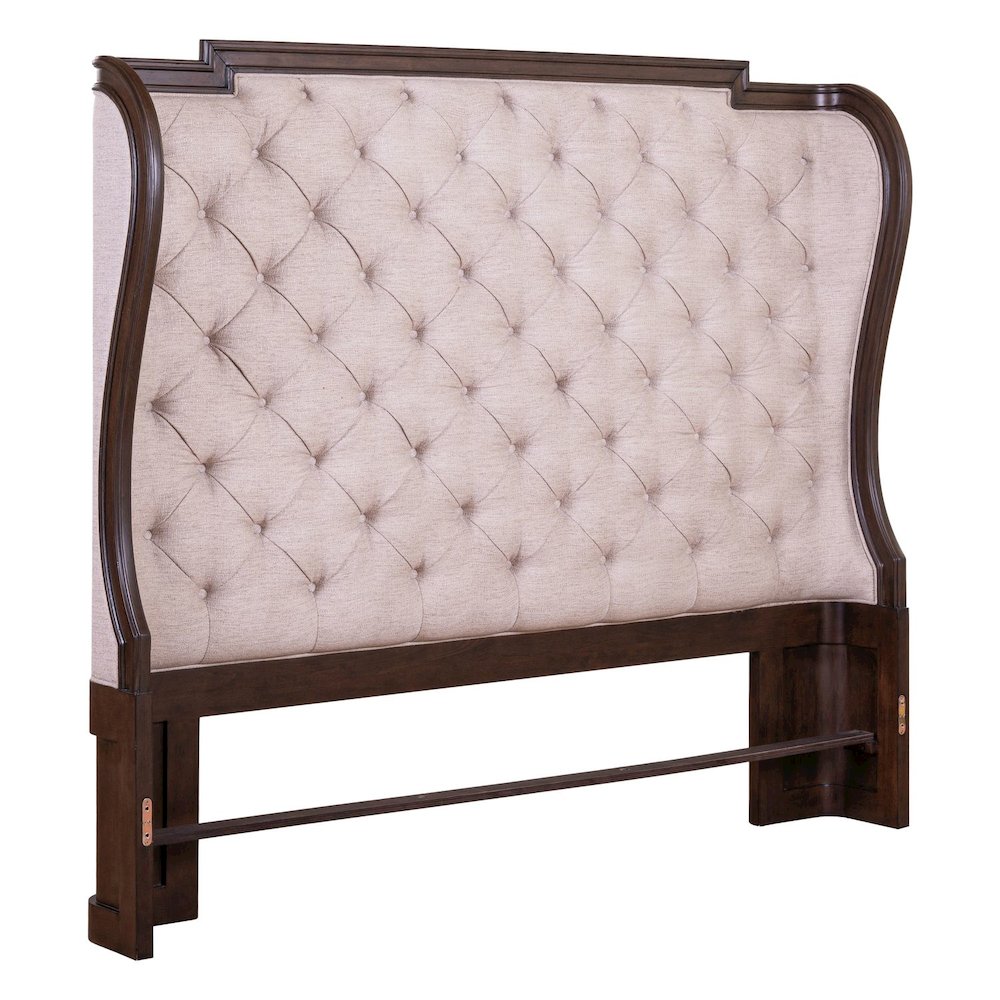 Provence Park Queen Upholstered Shelter Bed Headboard - Chateau Brown. Picture 1