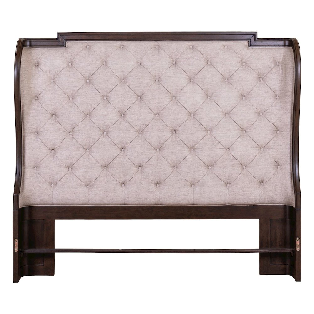 Provence Park King Upholstered Shelter Bed Headboard - Chateau Brown. Picture 3