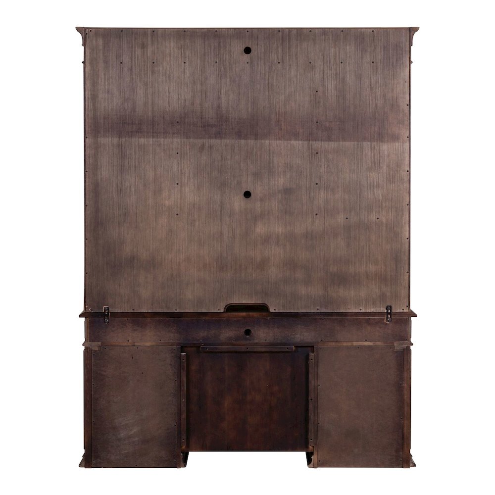 5 Pc Executive Set - Desk, Credenza Desk & Hutch with LED Touch Light, Brown. Picture 6