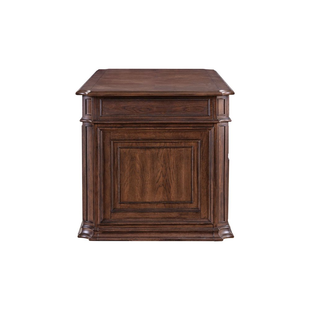 5 Pc Executive Set - Desk, Credenza Desk & Hutch with LED Touch Light, Brown. Picture 16