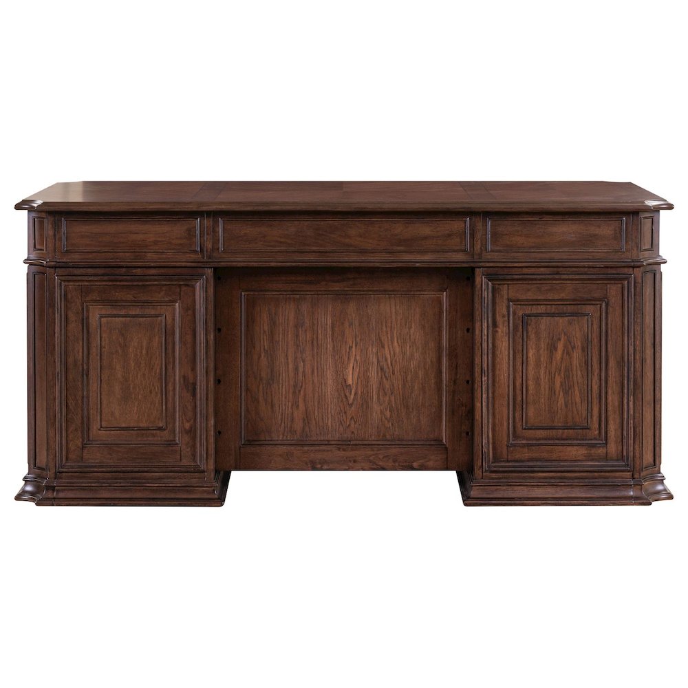 5 Pc Executive Set - Desk, Credenza Desk & Hutch with LED Touch Light, Brown. Picture 17