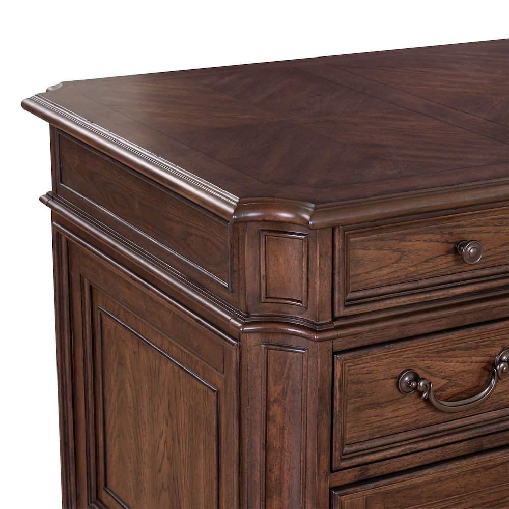 5 Pc Executive Set - Desk, Credenza Desk & Hutch with LED Touch Light, Brown. Picture 21