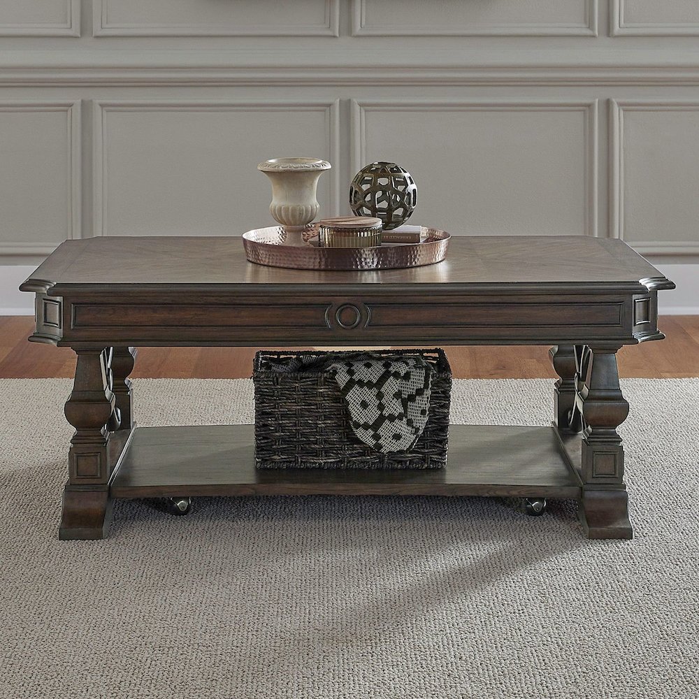 Providence Park Cocktail Table with Casters for Living Room - Chateau Brown. Picture 1