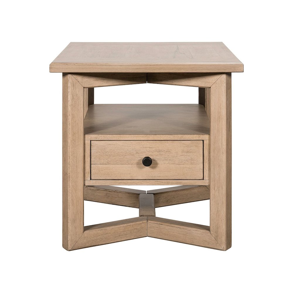 Living Room Rectangular End Table with Storage Drawer - Barley Buff Birch Wood. Picture 3