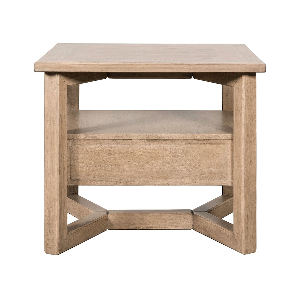 Living Room Rectangular End Table with Storage Drawer - Barley Buff Birch Wood. Picture 4