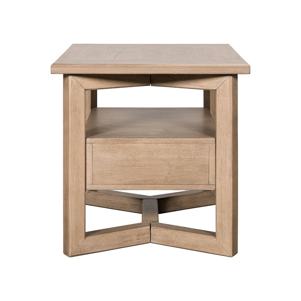 Living Room Rectangular End Table with Storage Drawer - Barley Buff Birch Wood. Picture 5