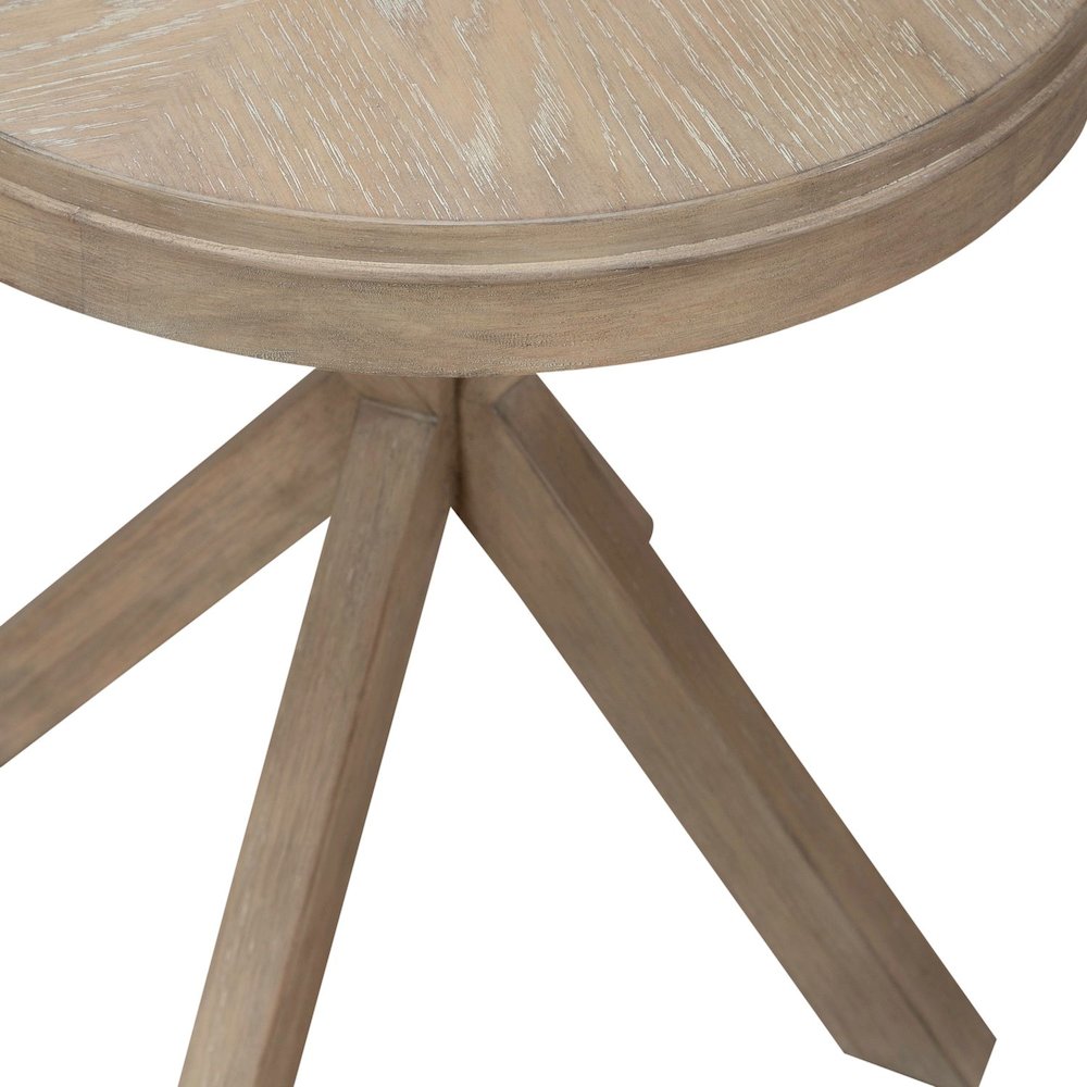 Brentwood Round End Table for Living Room - Sandstone Oak Wood. Picture 4