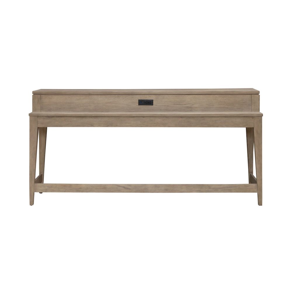 Brentwood Console Bar Table with AC, USB Charging Station - Sandstone Oak Wood. Picture 1