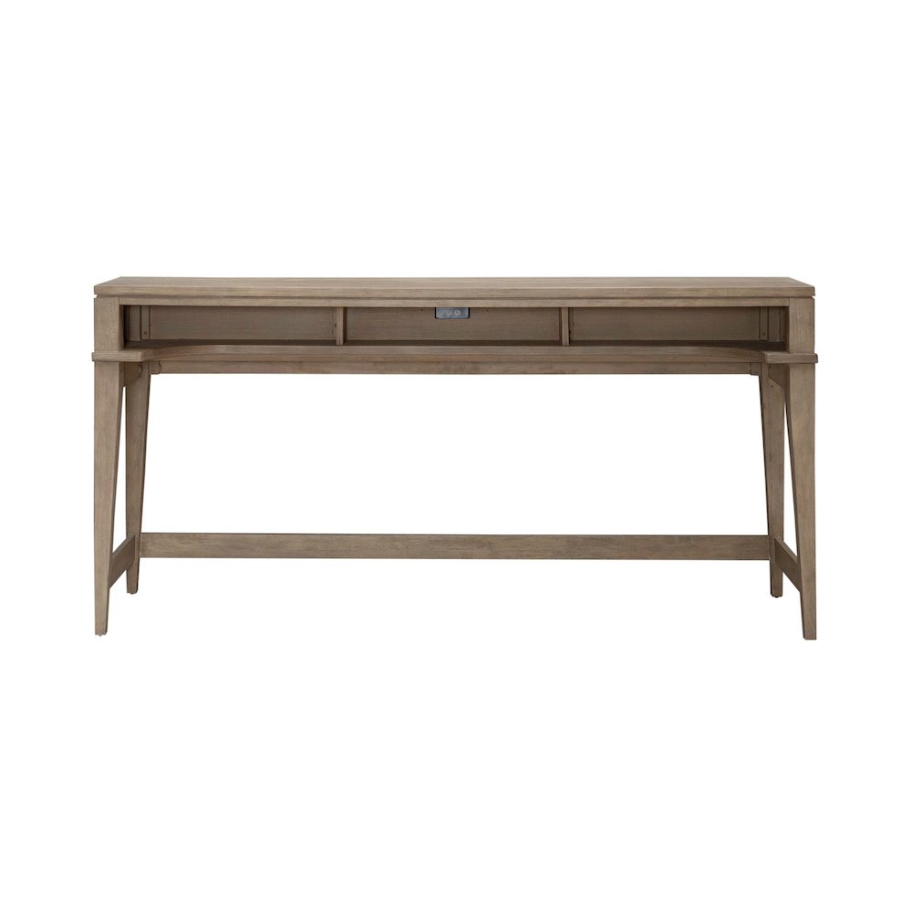 Brentwood Console Bar Table with AC, USB Charging Station - Sandstone Oak Wood. Picture 3