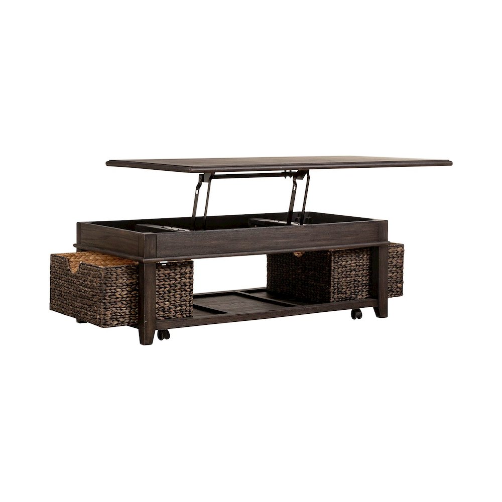 3 Pc Living Room Set - Rectangular Lift Top Cocktail Table, 2 Drawer End Tables. Picture 7