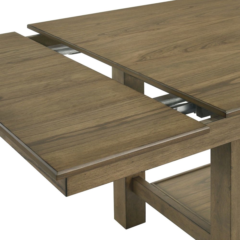 5 Pc Trestle Leaf Table Dining Room Set with 4 Slat Back Side Chairs - Sandstone. Picture 6