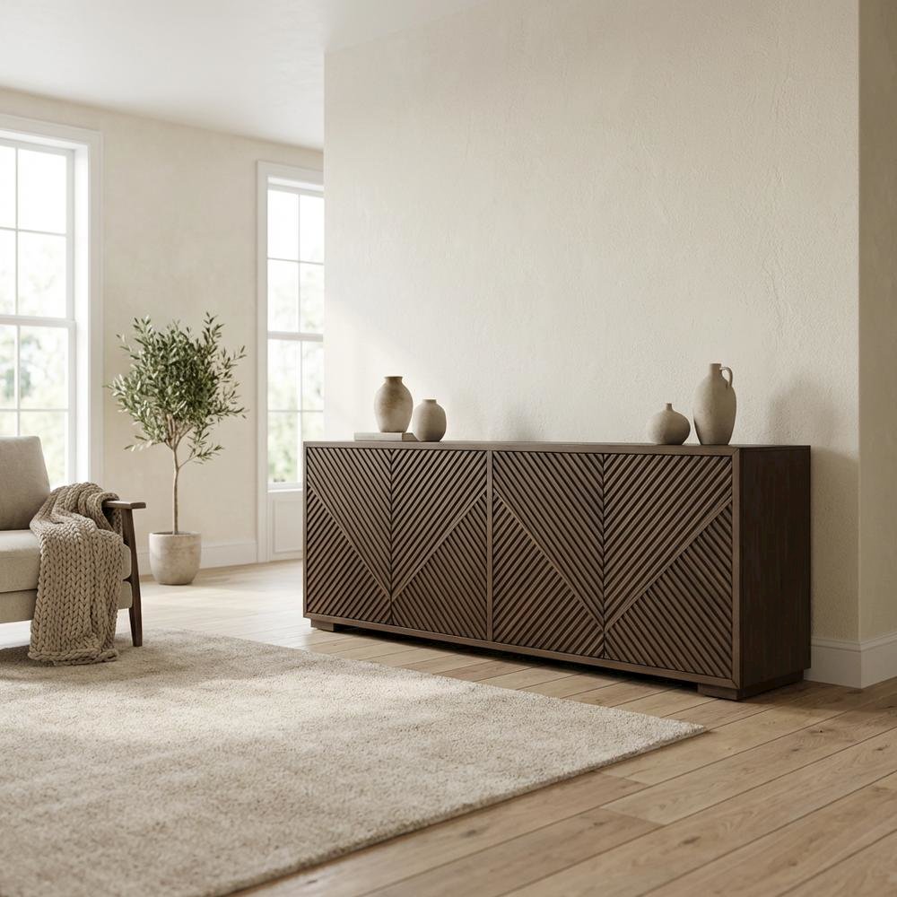 Urban Bronze TV Console in Poplar Solids & Walnut Veneers. Picture 3