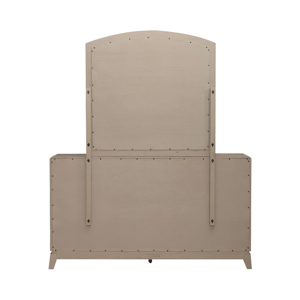 Avalon Dresser & Mirror for Bedroom - Burnished Beige Oak Wood. Picture 4
