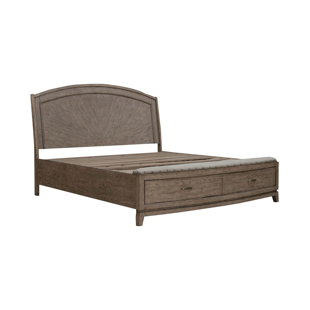 Avalon King Panel Storage Bed Frame with Footboard Drawer. Picture 1