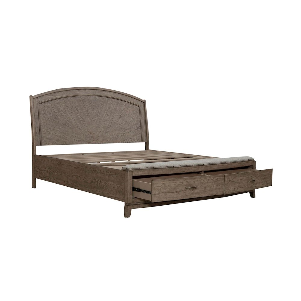 Avalon King Panel Storage Bed Frame with Footboard Drawer. Picture 5