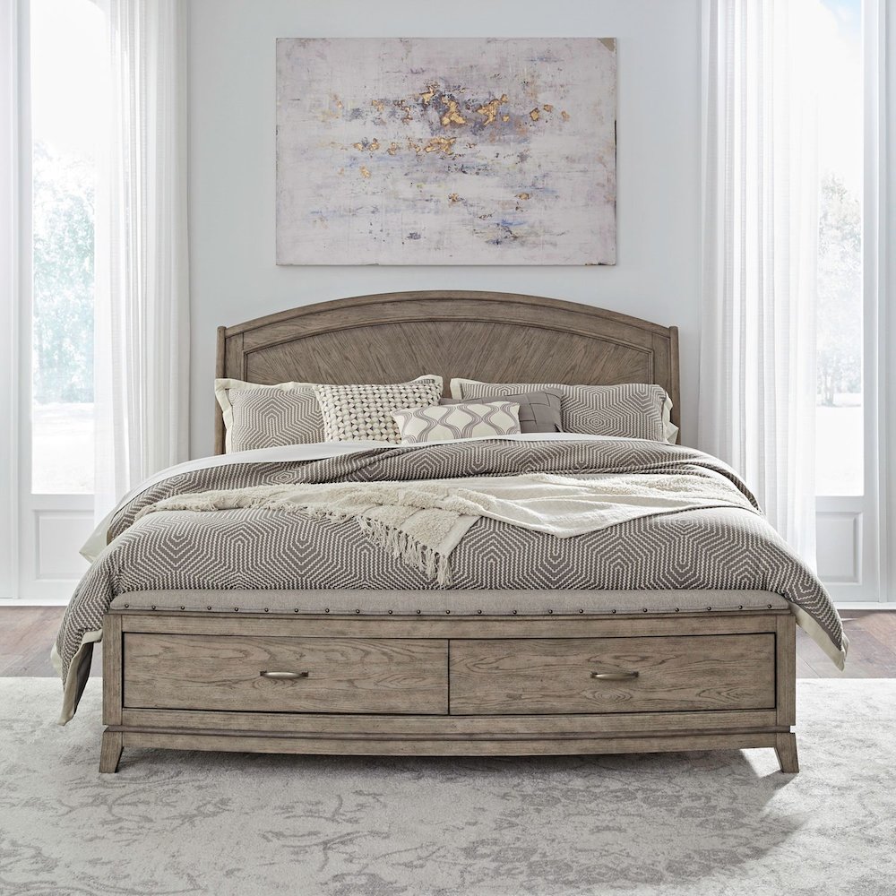 Avalon King Panel Storage Bed Frame with Footboard Drawer. Picture 6