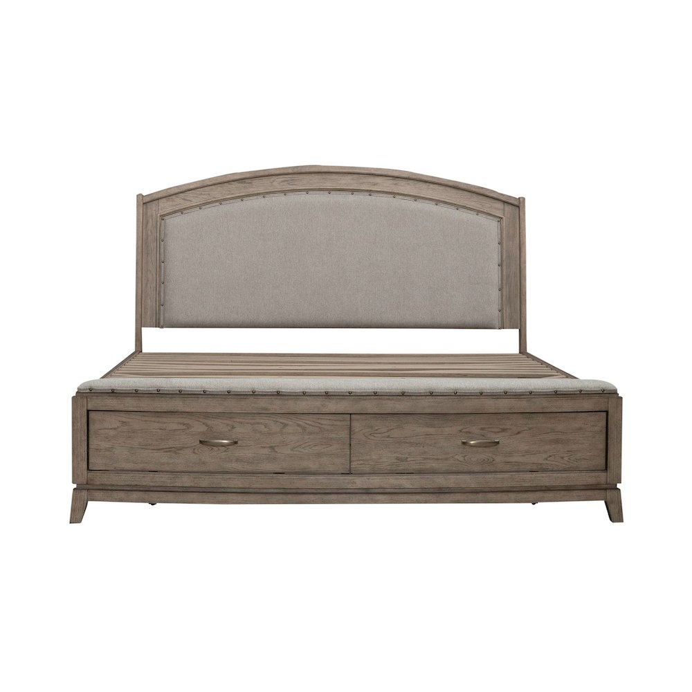 Avalon King Upholstered Storage Bed Frame with Footboard Drawer. Picture 2
