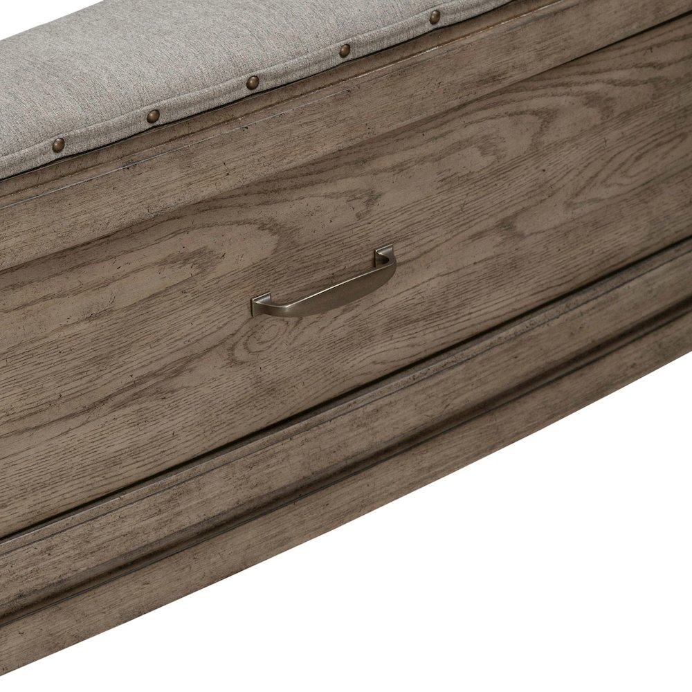 Avalon King Upholstered Storage Bed Frame with Footboard Drawer. Picture 8