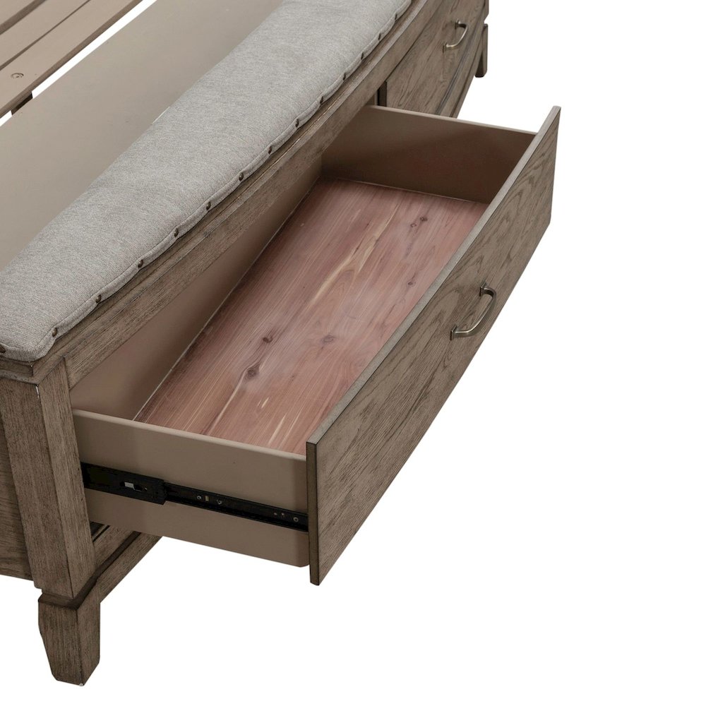 Avalon King Upholstered Storage Bed Frame with Footboard Drawer. Picture 9