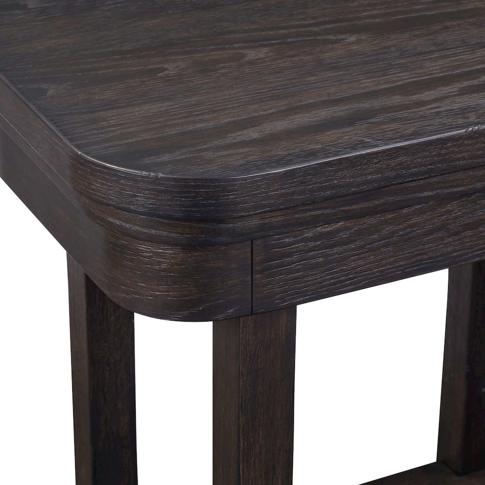 Weston Living Room Chairside Table Bottom Storage Shelf - Peppercorn Oak Wood. Picture 6