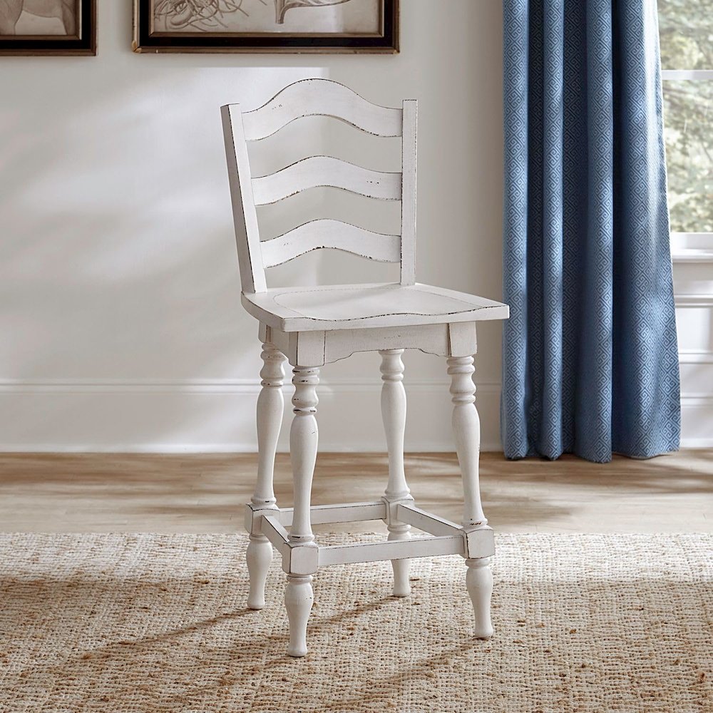 Ladderback Swivel Counter Height Chairs for Dining Room - Set of 2. Picture 1