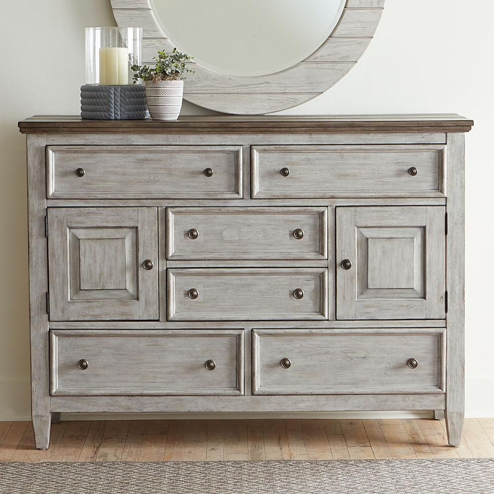Heartland 2 Door 6 Drawer Chesser in Antique White w/ Tobacco Top. Picture 6