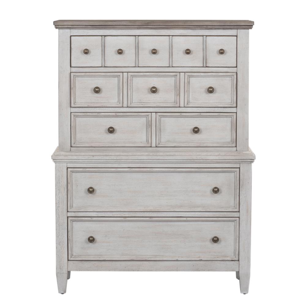 Heartland 5 Drawer Chest in Antique White w/ Tobacco Top. Picture 3