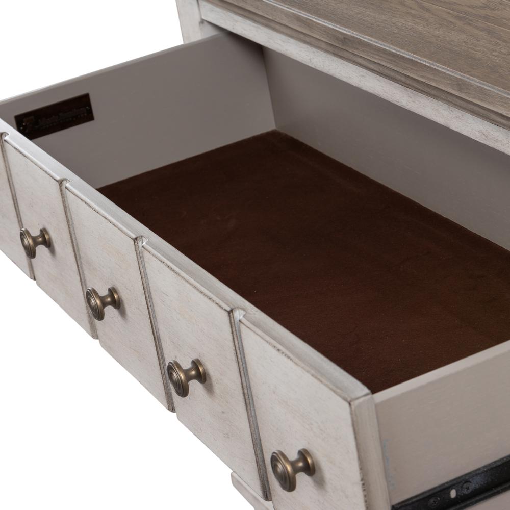 Heartland 5 Drawer Chest in Antique White w/ Tobacco Top. Picture 7