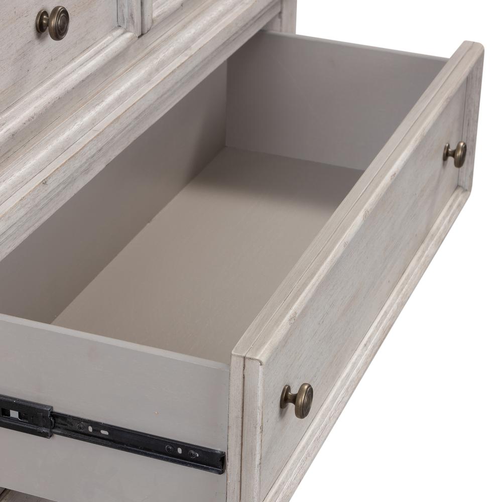 Heartland 5 Drawer Chest in Antique White w/ Tobacco Top. Picture 8
