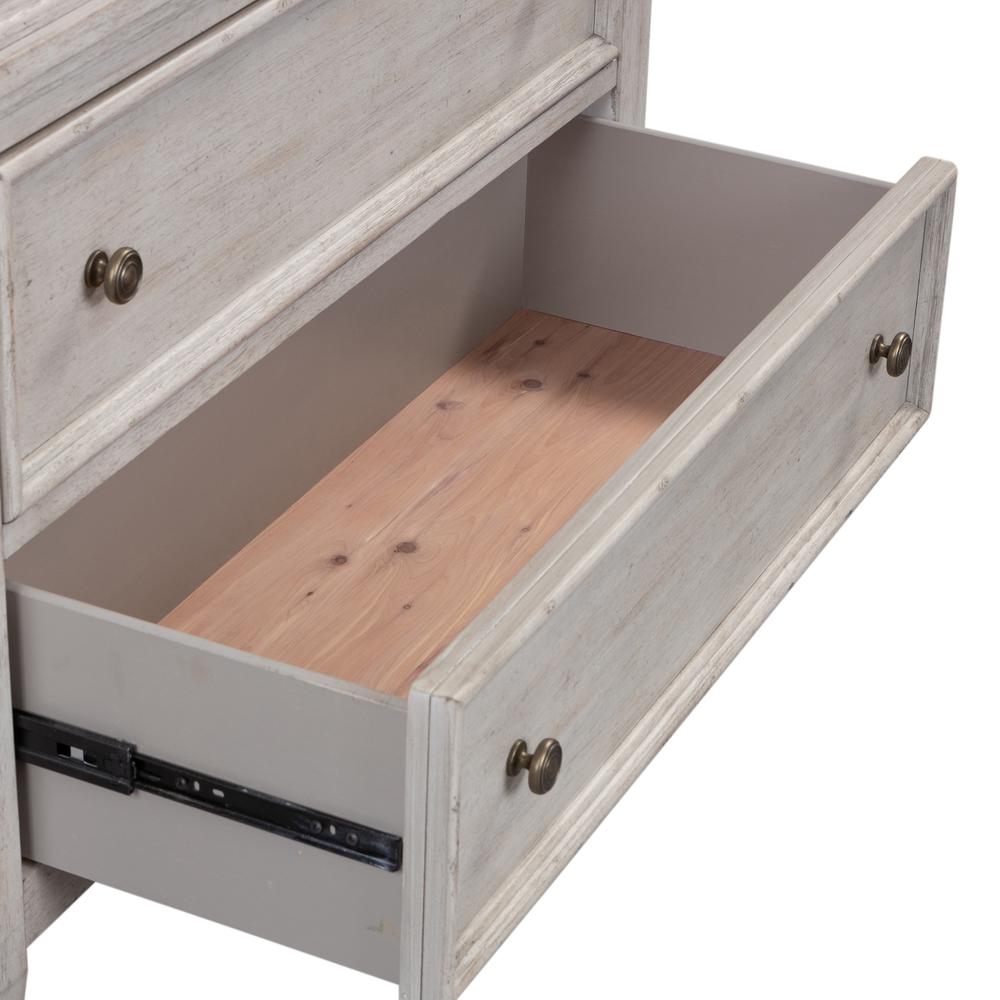 Heartland 5 Drawer Chest in Antique White w/ Tobacco Top. Picture 9