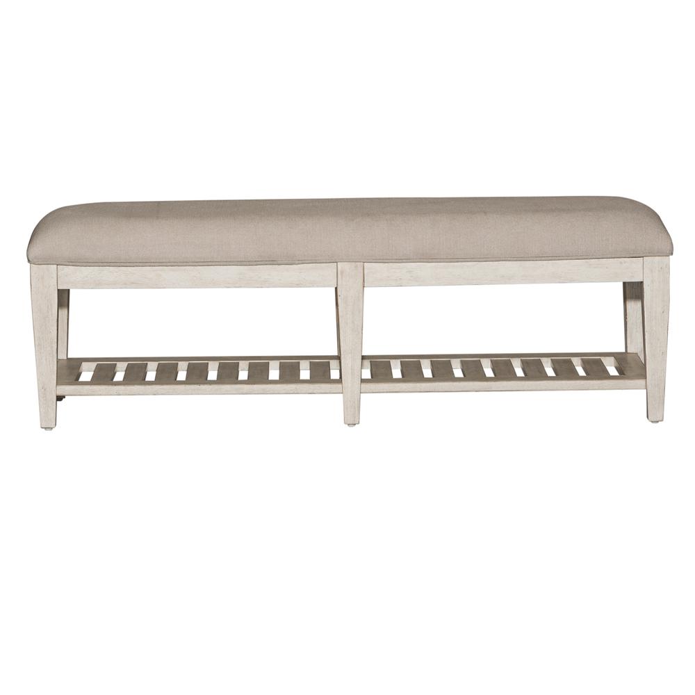 Heartland Bed Bench in Antique White w/ Tobacco Top. Picture 3