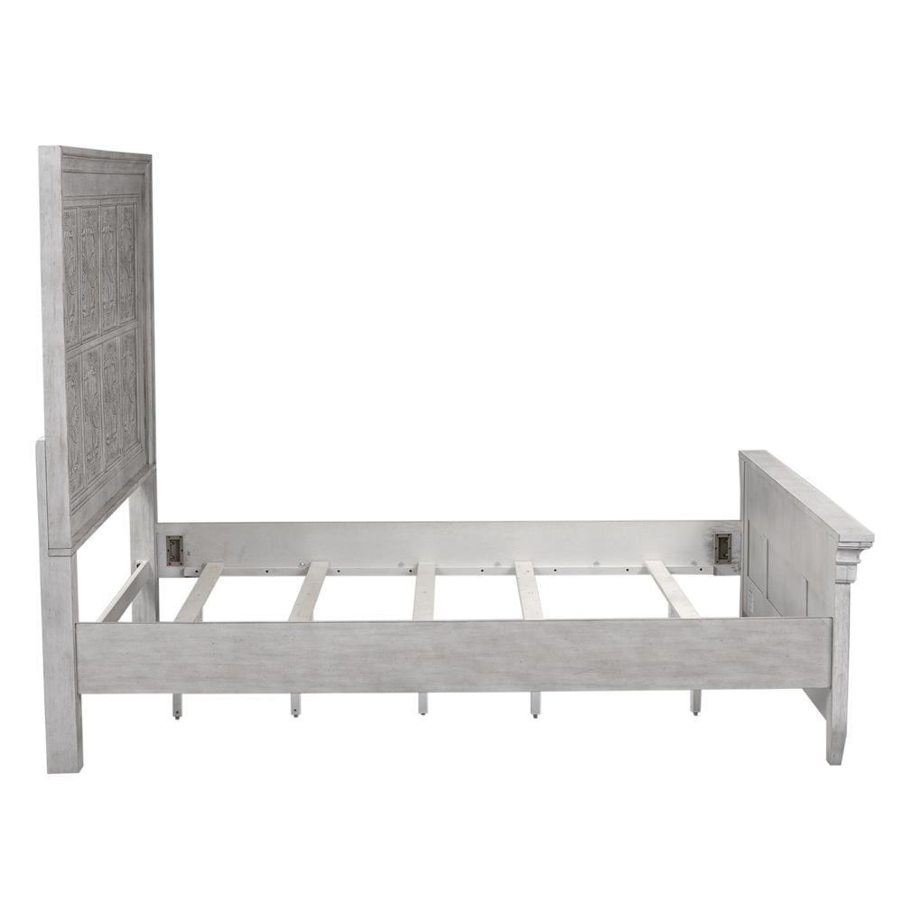 Heartland Optional Queen Panel Bed in Antique White w/ Tobacco Top. Picture 5