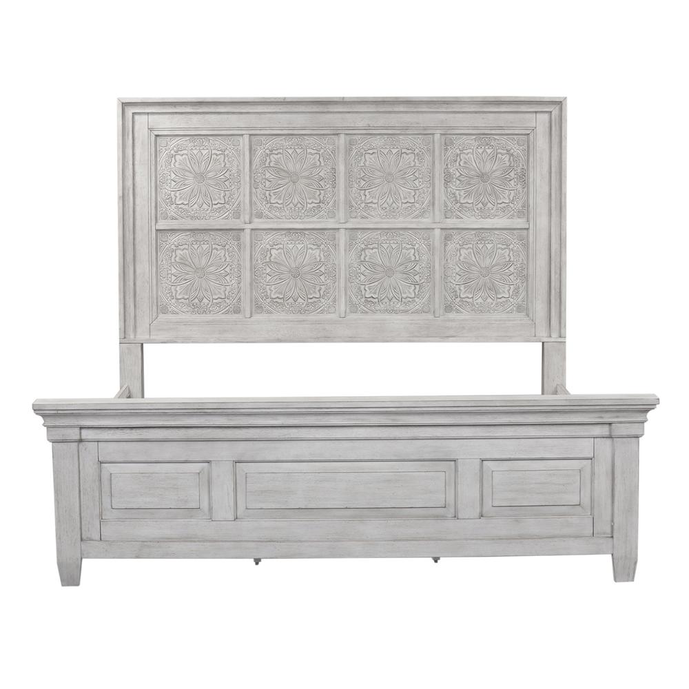 Heartland Optional Queen Panel Bed in Antique White w/ Tobacco Top. Picture 2