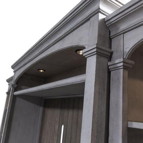 Heartland Entertainment Center with Piers in Antique White w/ Tobacco Top. Picture 3