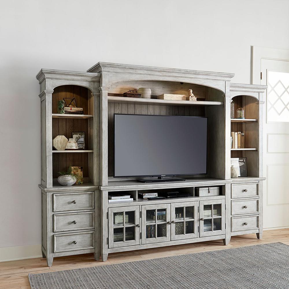 Heartland Entertainment Center with Piers in Antique White w/ Tobacco Top. Picture 6