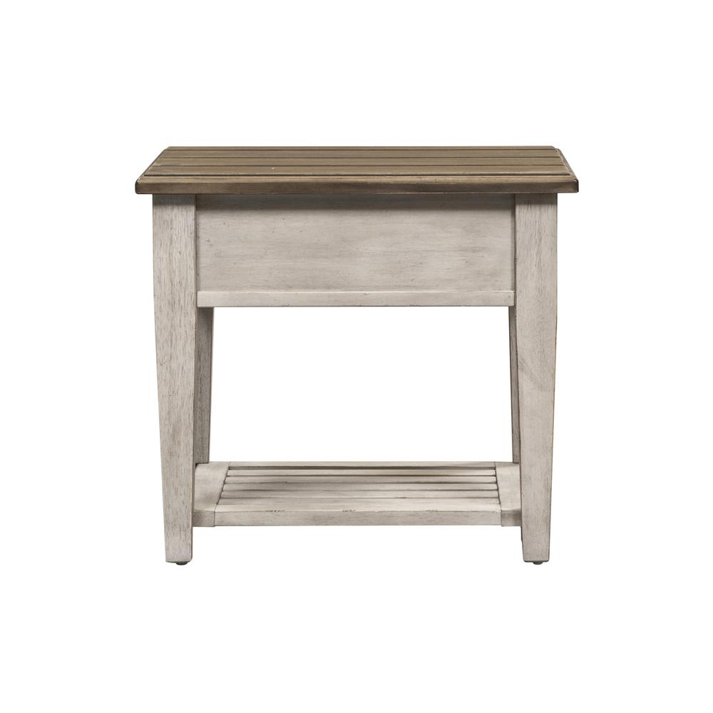 Heartland Drawer End Table in Antique White w/ Tobacco Top. Picture 4