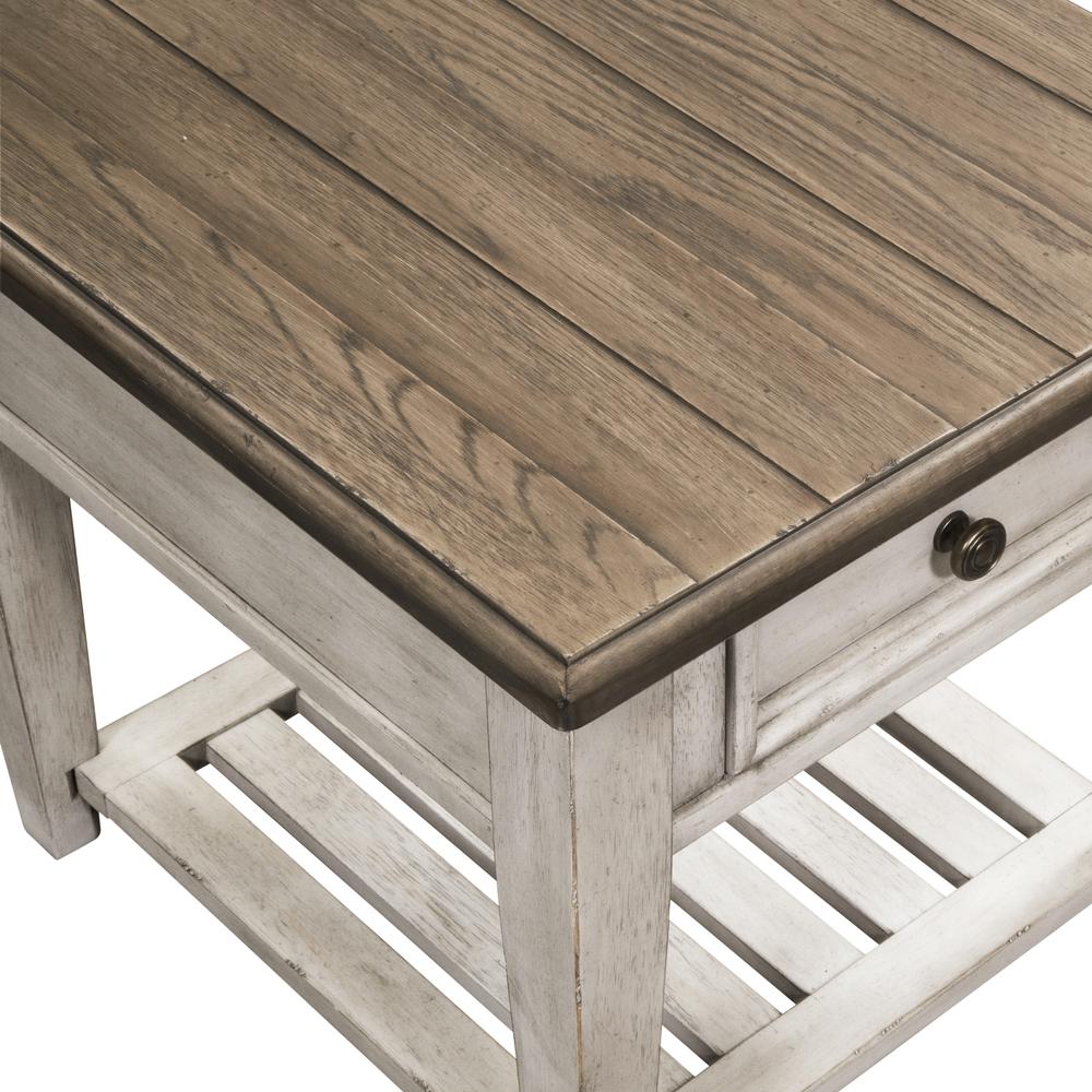 Heartland Drawer End Table in Antique White w/ Tobacco Top. Picture 8