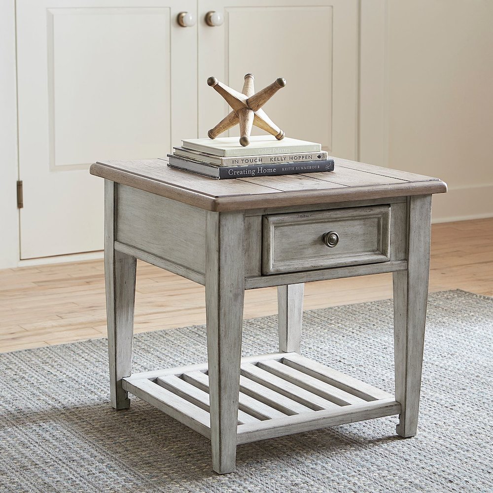 3 Pc Living Room Set Glass Top Cocktail Table, 2 End Tables, White/Tobacco Tops. Picture 5