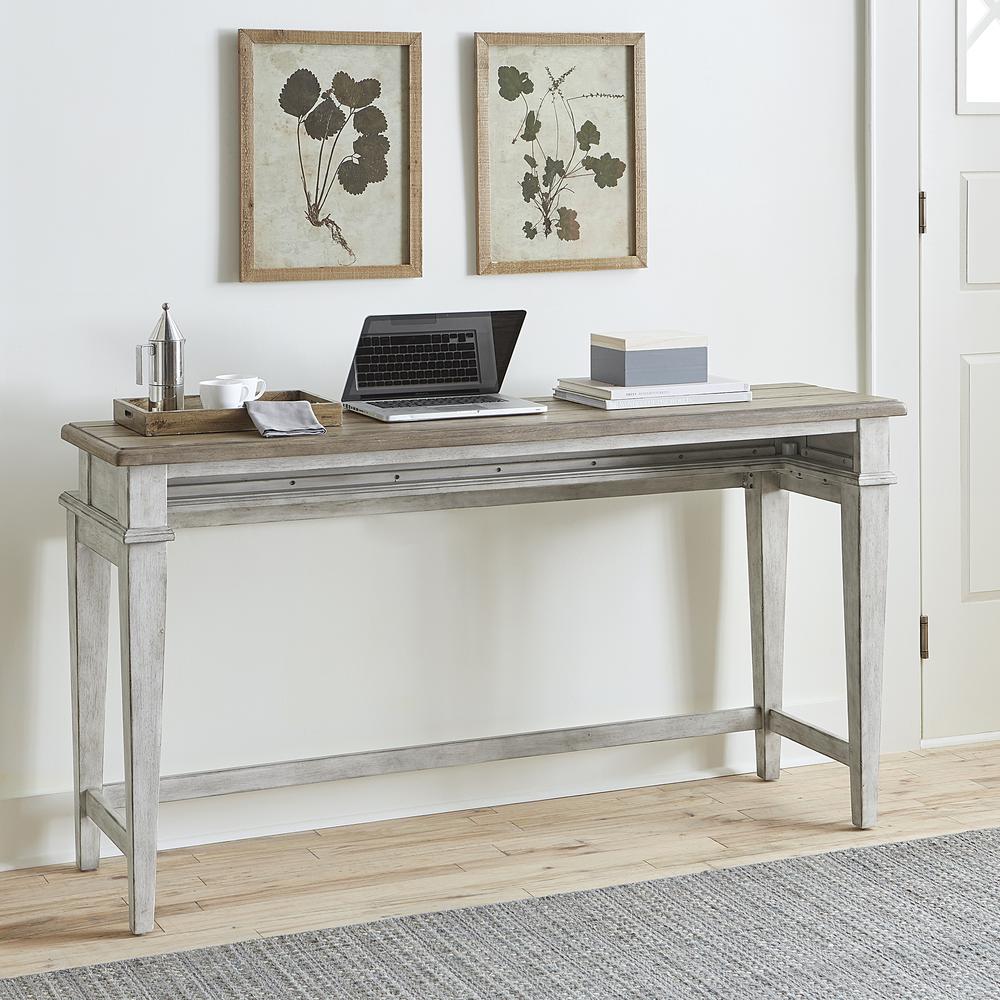 Heartland Console Bar Table in Antique White w/ Tobacco Top. Picture 2