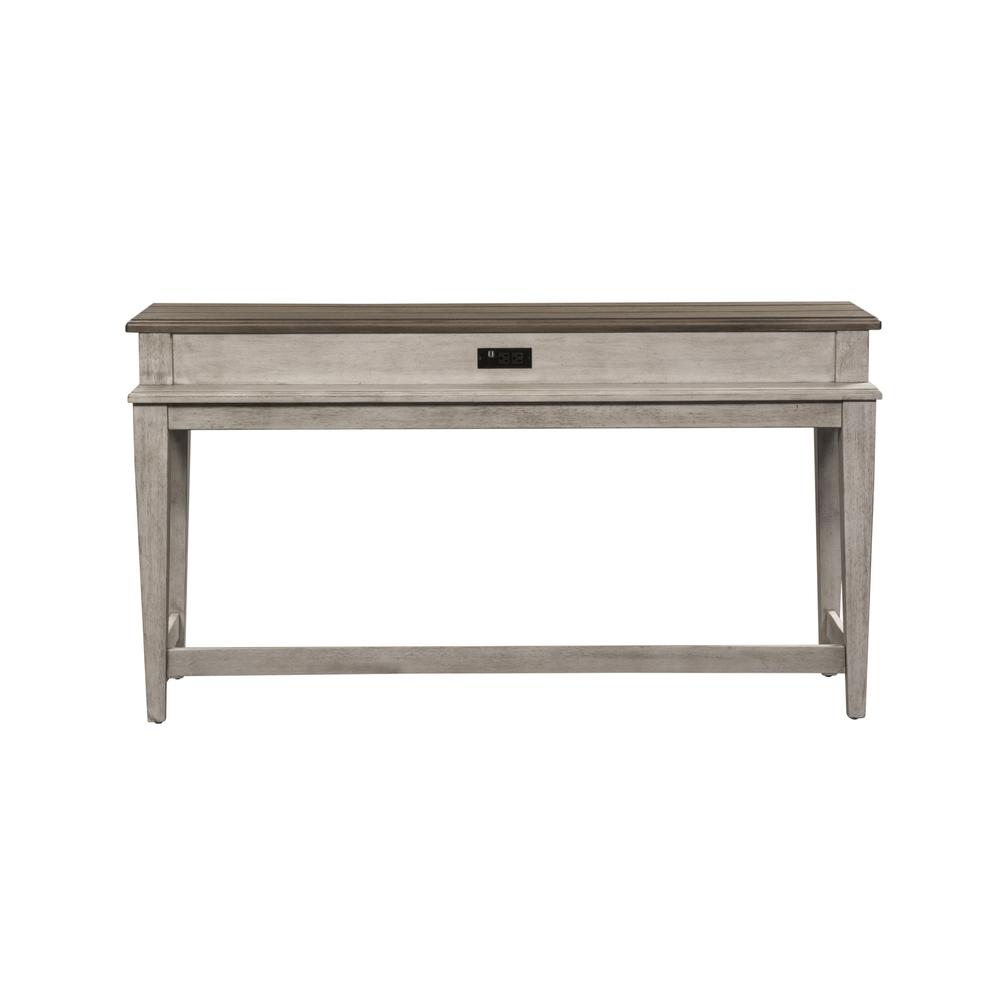 Heartland Console Bar Table in Antique White w/ Tobacco Top. Picture 3