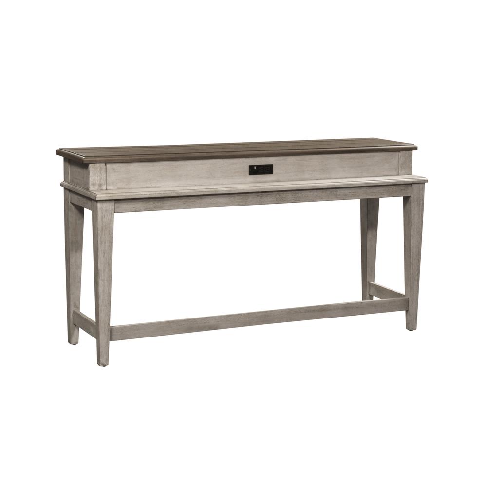 Heartland Console Bar Table in Antique White w/ Tobacco Top. Picture 1
